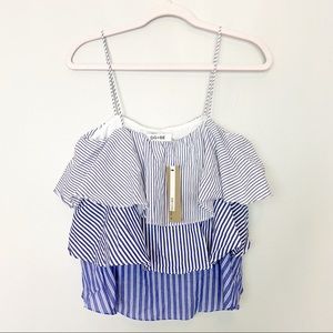 NWT Do+Be Navy White Ruffle Tank Top Medium